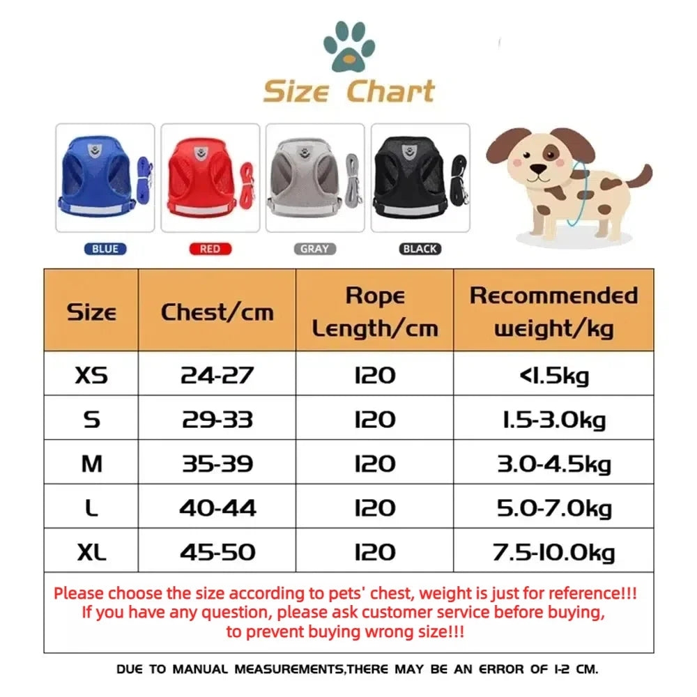 Adjustable Reflective Cat Harness & Leash Set – Escape-Proof Pet Vest
