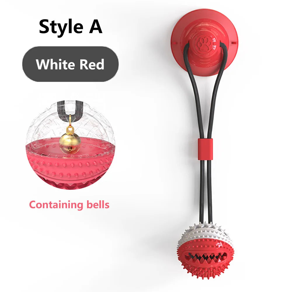 Interactive Dog Chew Ball Toy with Suction Cup & Teeth Cleaning