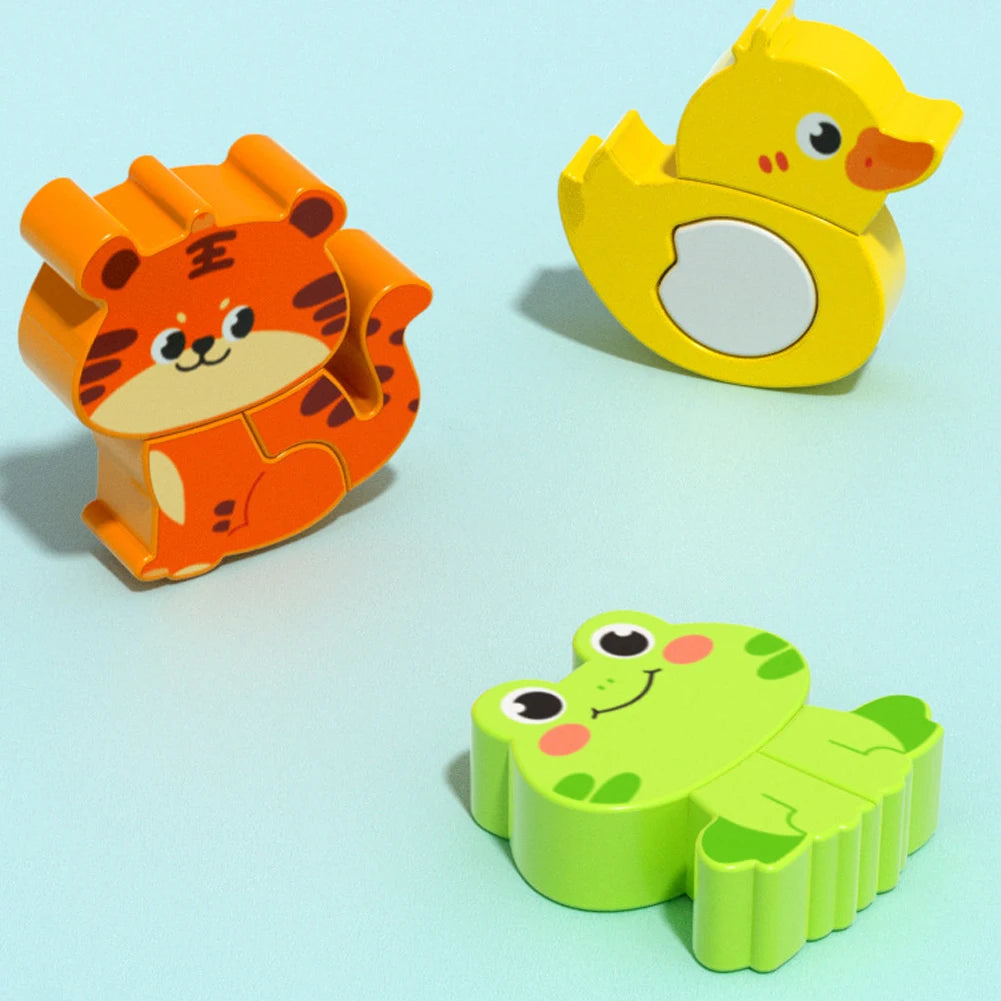 4-in-1 Wooden 3D Animal Puzzle – Educational Learning Toy for Kids