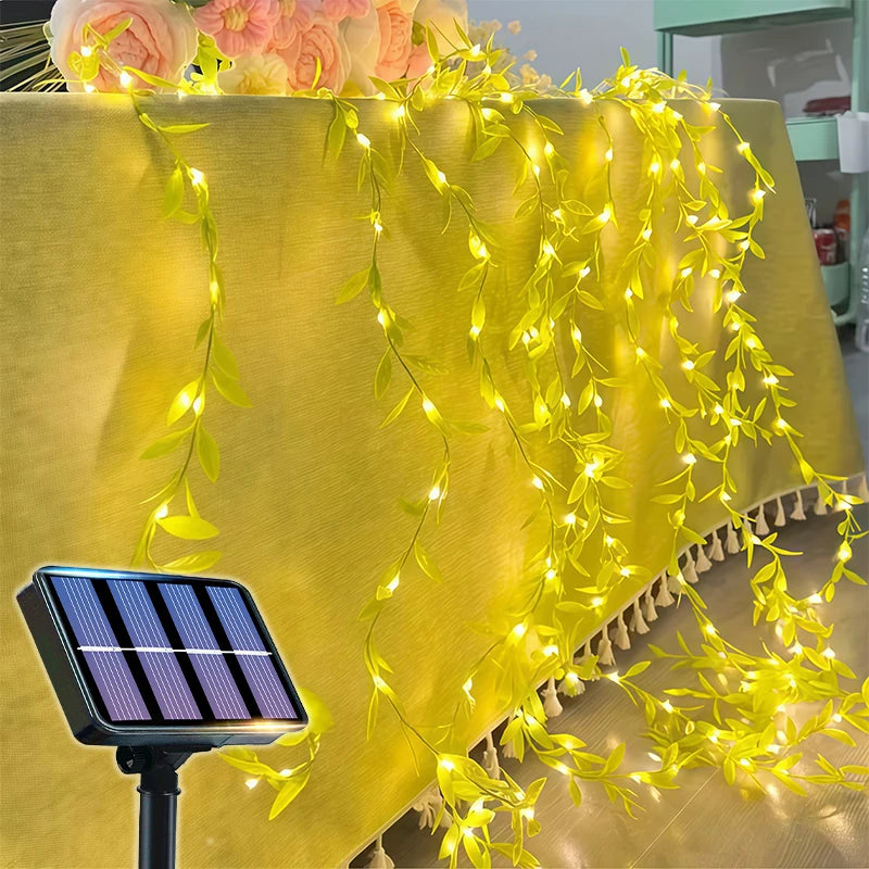 50/100 LED Solar Ivy String Lights, 8 Modes for Garden, Wedding & Christmas Decor