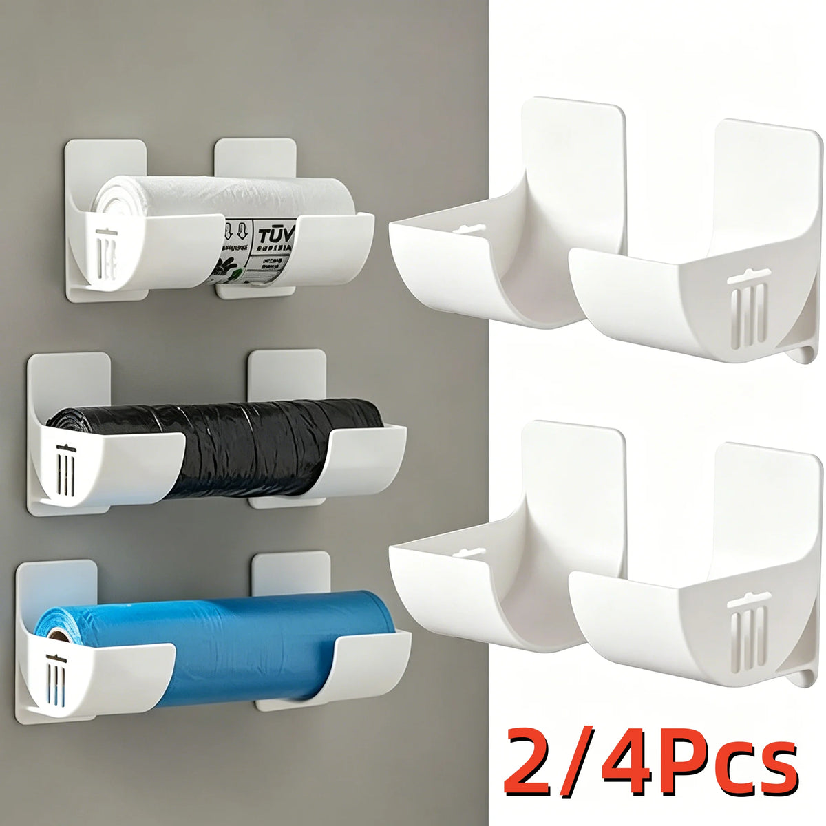 Wall-Mounted Trash Bag Holder & Plastic Bag Organizer for Kitchen