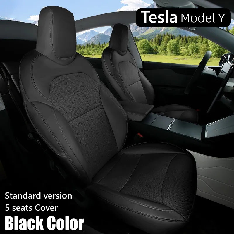 Tesla Model Y Juniper 2025–2026 Nappa Leather Seat Covers – Anti-Stain Interior Accessories