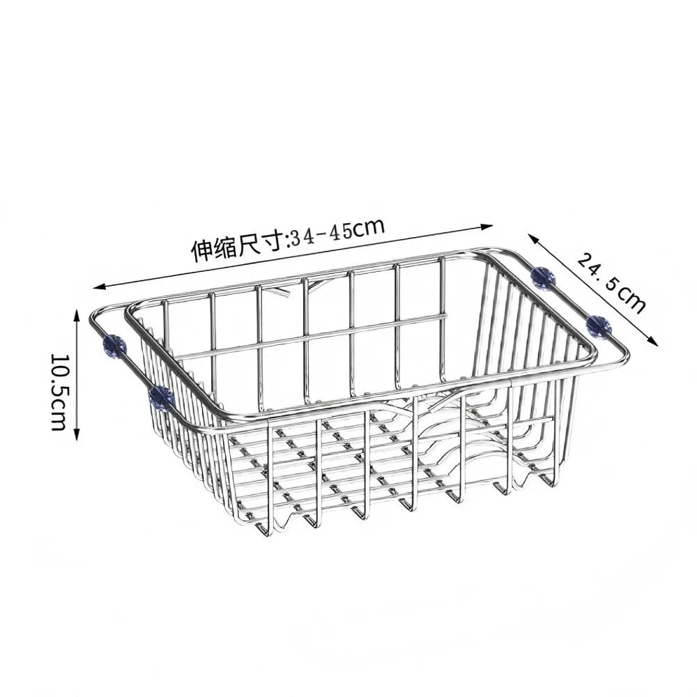 Stainless Steel Telescopic Sink Drain Rack Non-Slip Dish Drying Kitchen Bathroom Countertop Organizer Rack for Household UseStainless Steel Telescopic Sink Drain Rack Non-Slip Dish Drying Kitchen Bathroom Countertop Organizer Rack for Household Use