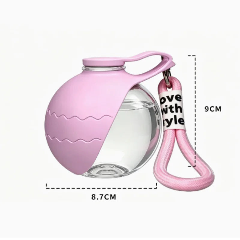 Outdoor Travel Pet Water Cup Portable Foldable Spherical Dog Water Dispenser PET Plastic Reusable Drinking Bottle with Hook