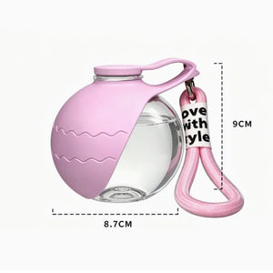 Outdoor Travel Pet Water Cup Portable Foldable Spherical Dog Water Dispenser PET Plastic Reusable Drinking Bottle with Hook