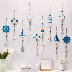 Mediterranean Wooden Lighthouse & Sailboat Wall Decor