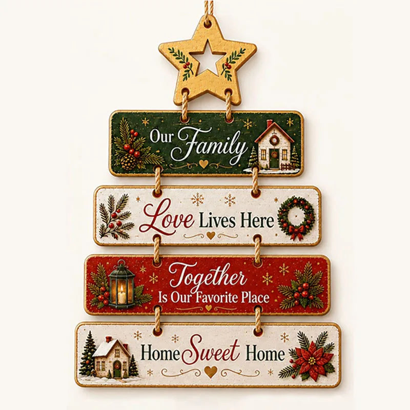 Wooden Christmas Door Hanging Decor