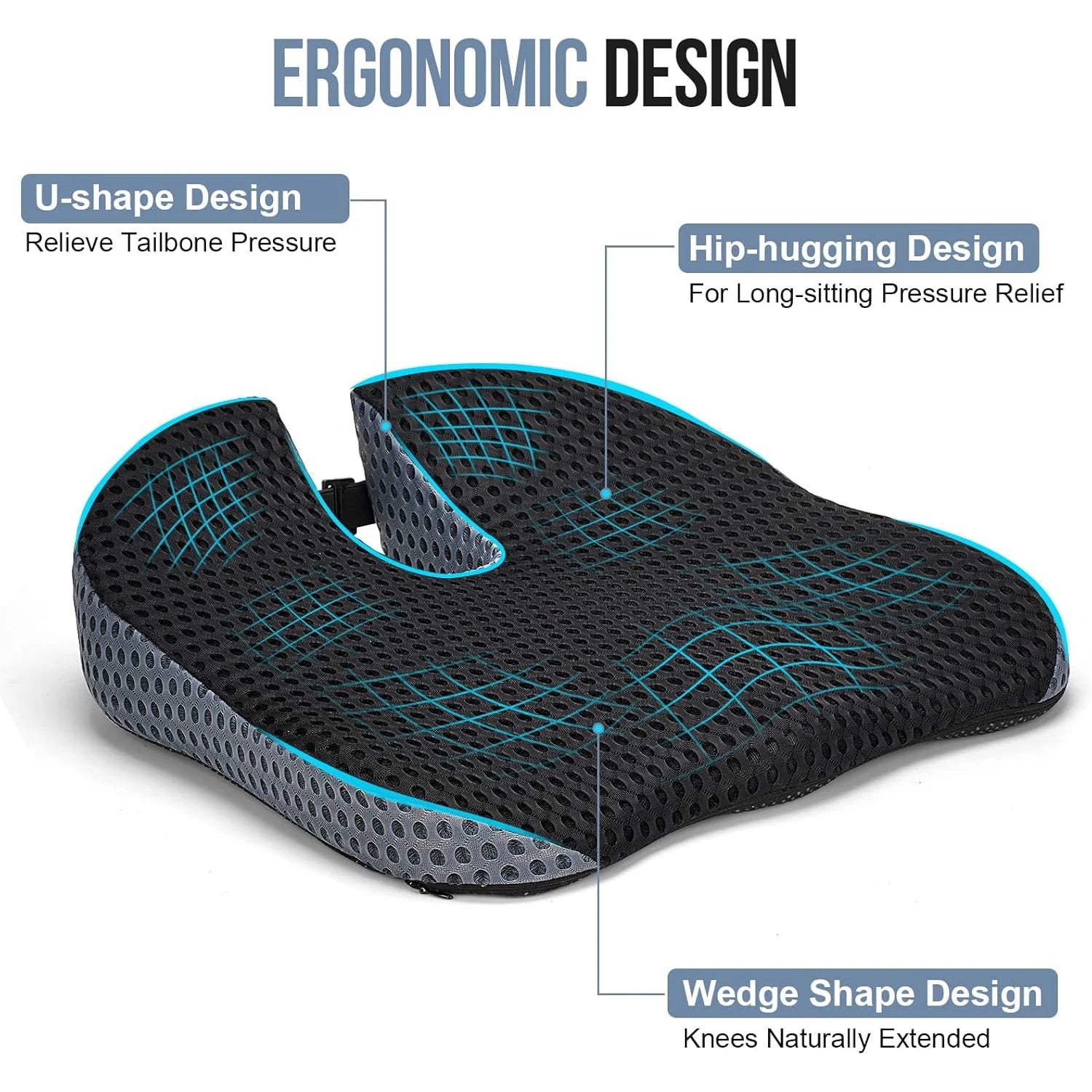 Memory Foam Car Seat Cushion – Height Booster & Posture Support