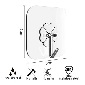 Transparent Self-Adhesive Wall Hooks for Kitchen & Bathroom