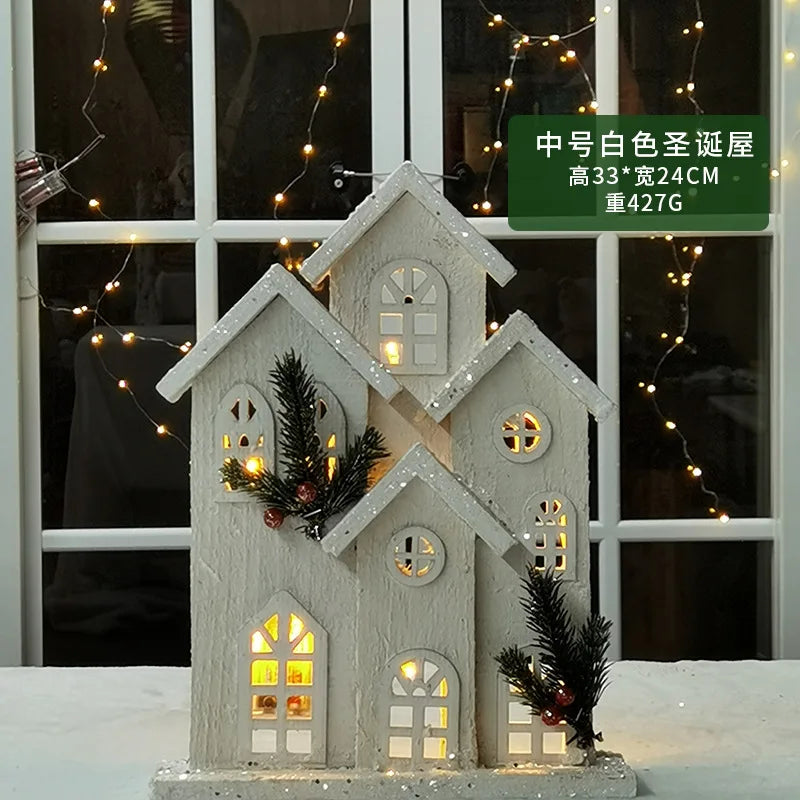 Glowing Wooden Christmas House Decor