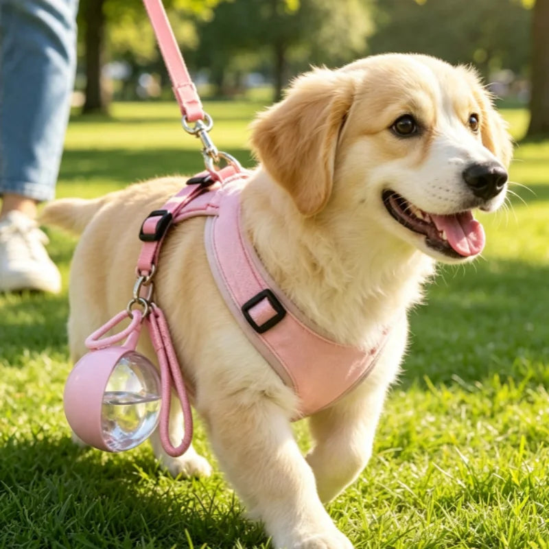Outdoor Travel Pet Water Cup Portable Foldable Spherical Dog Water Dispenser PET Plastic Reusable Drinking Bottle with Hook
