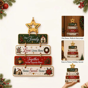 Wooden Christmas Door Hanging Decor