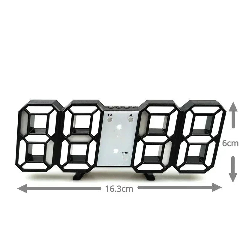3D LED Digital Clock with Alarm, Date & Temperature Display