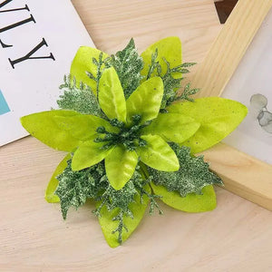1–20pcs Glitter Artificial Christmas Flowers, Xmas Tree Ornaments & Holiday Decorations