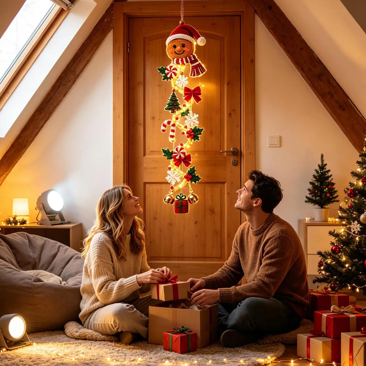 Lighted Christmas Door Swag Decor for Home & Farmhouse