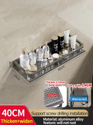 Wall-Mounted Aluminum Bathroom Rack – Space-Saving Storage Shelf