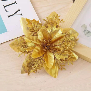 1–20pcs Glitter Artificial Christmas Flowers, Xmas Tree Ornaments & Holiday Decorations