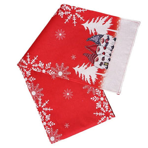 Christmas Red & Gray Cartoon Tablecloth – Holiday Table Decor
