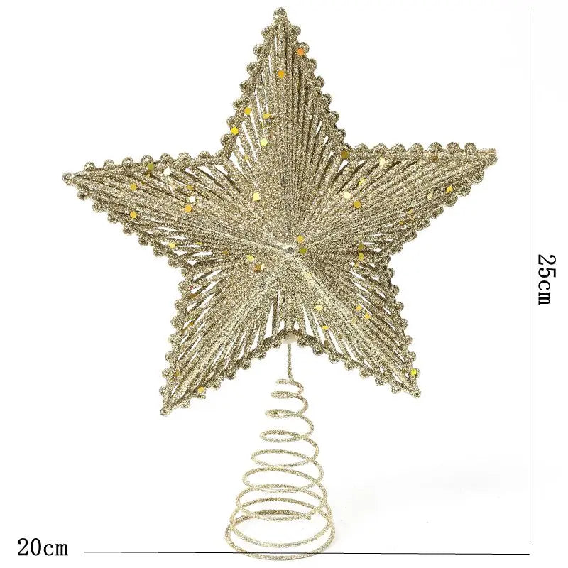 25cm Red Gold Glitter Star Christmas Tree Topper – Festive Decoration
