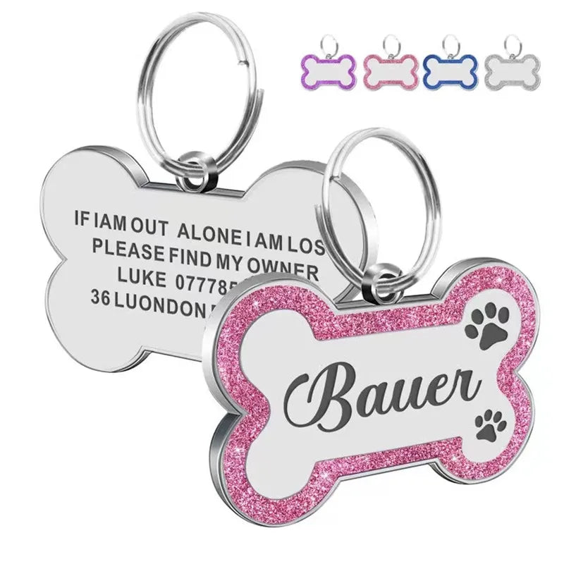 SEO Title: Custom Glitter Pet ID Tag – Personalized Dog & Cat Name Tag