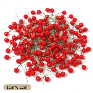 Mini Artificial Red Berries for Christmas Wreaths, DIY Floral Crafts & Home Decor