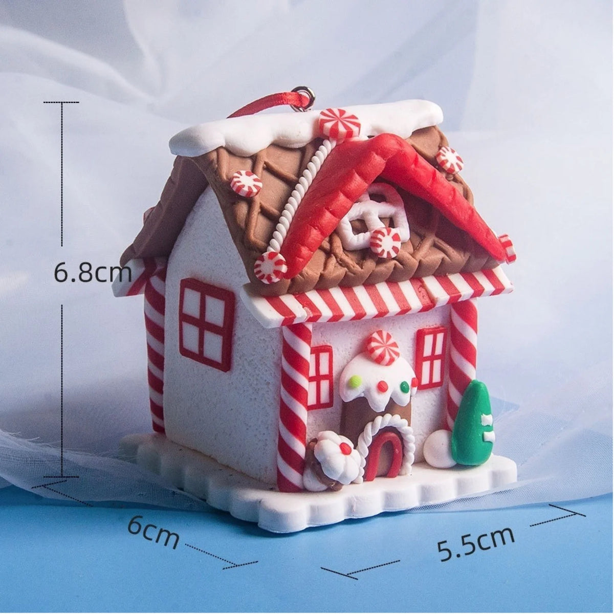 5pcs Gingerbread House Christmas Tree Ornaments, Hanging Holiday Decor