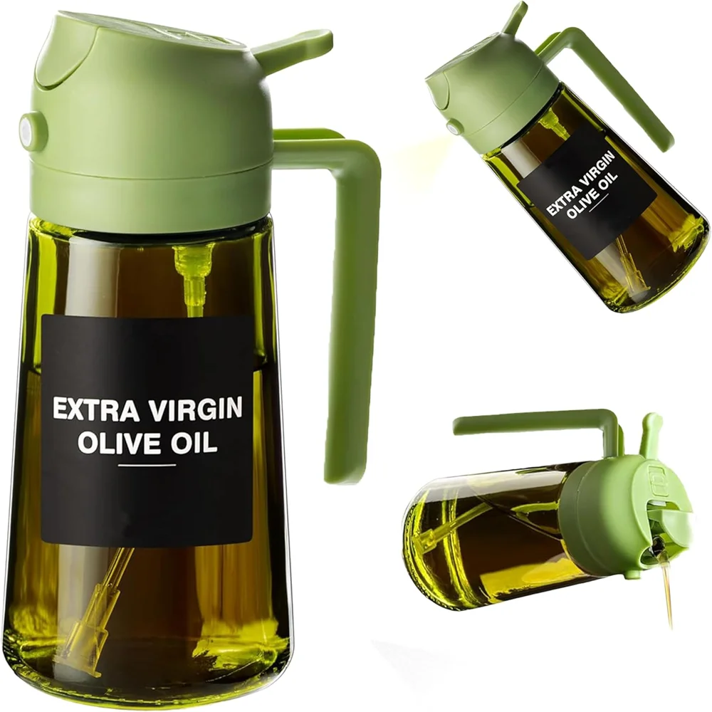 470ml Glass Oil Sprayer & Dispenser – 2-in-1 Cooking Bottle