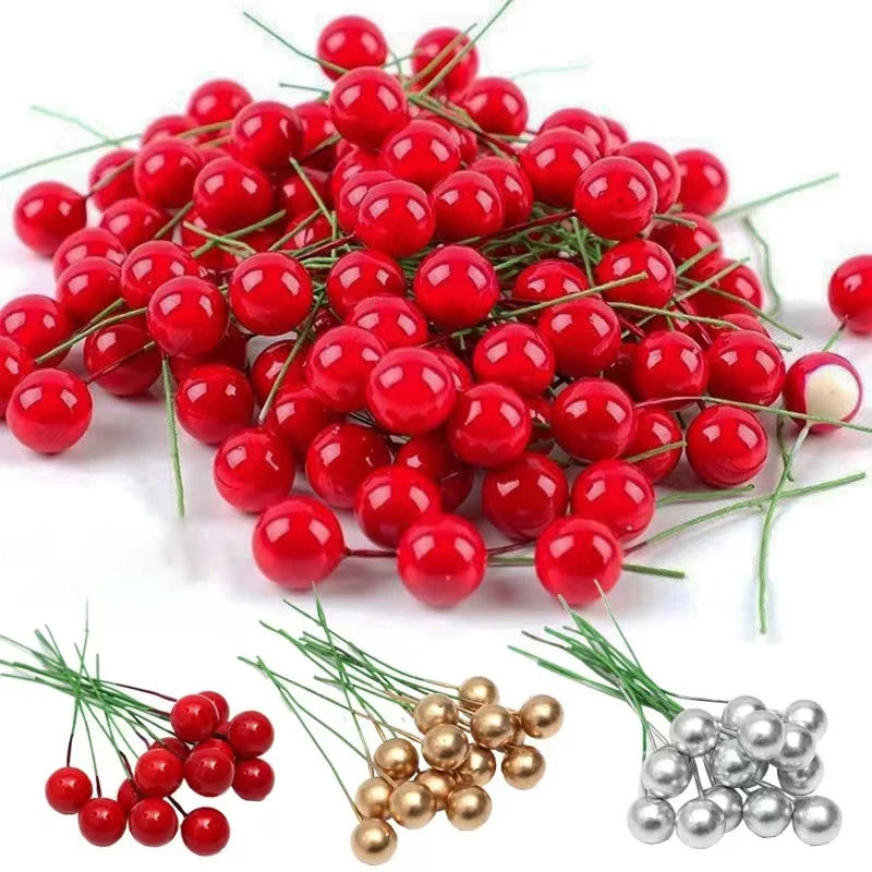 Mini Artificial Red Berries for Christmas Wreaths, DIY Floral Crafts & Home Decor