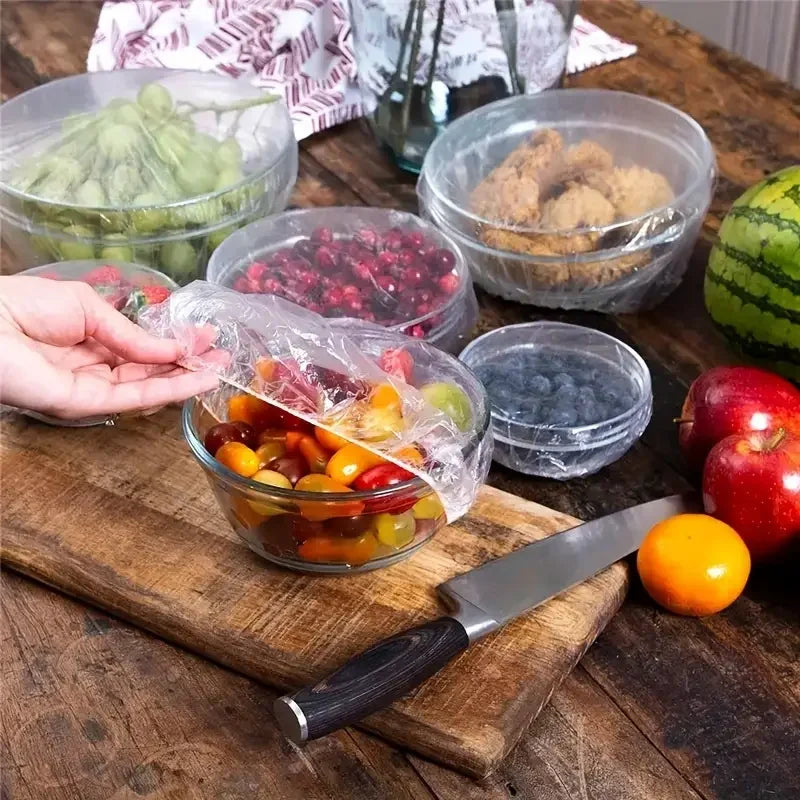 100PCS Disposable Food Covers – Plastic Bowl & Food Wrap