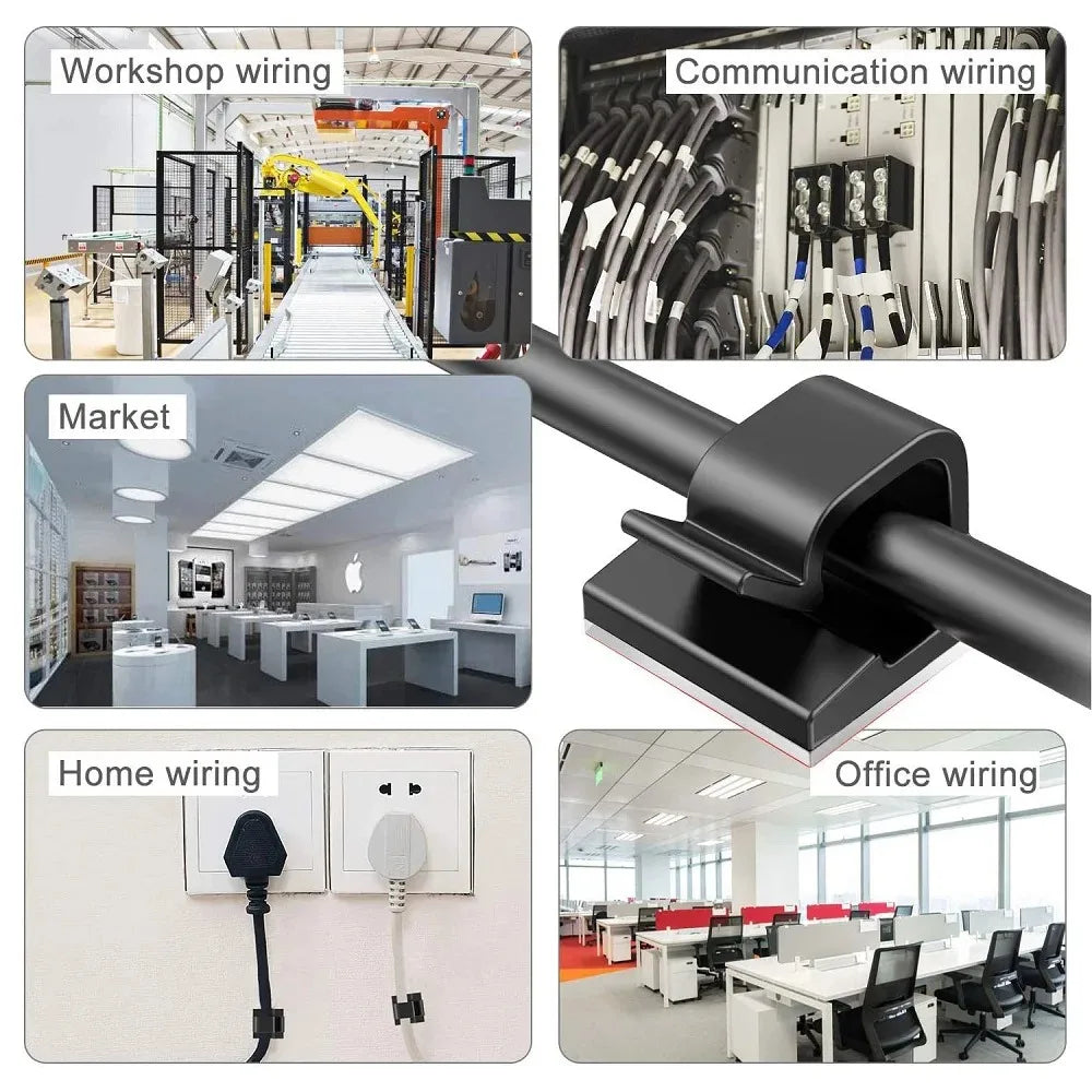 Self-Adhesive Cable Clips for Wire Management – Cable Clamp Accessories