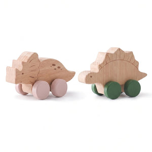 Dinosaur Cartoon Wooden Teether Toy for Babies – Montessori Sensory Car