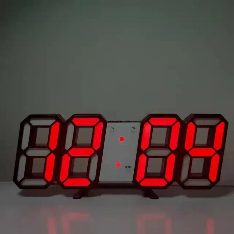 3D LED Digital Clock with Alarm, Date & Temperature Display