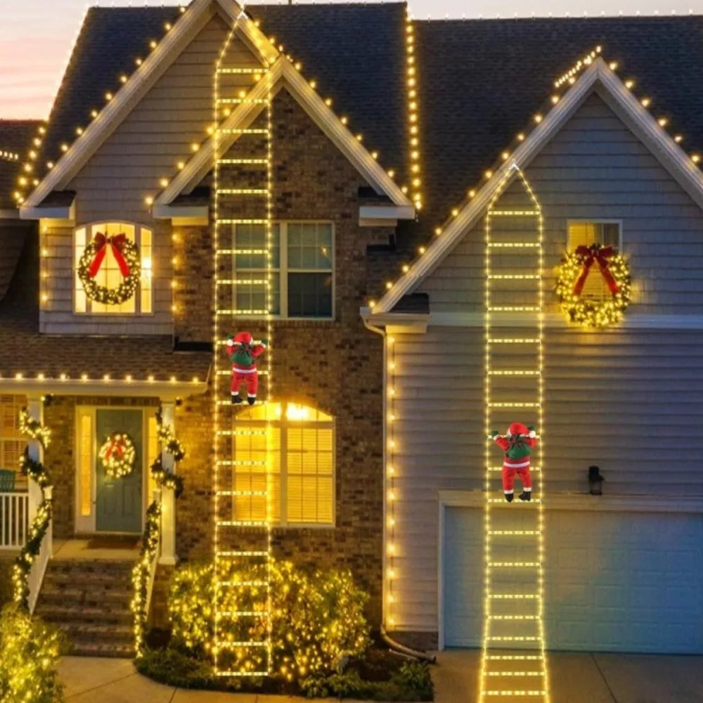 LED Santa Claus Climbing Ladder Decoration