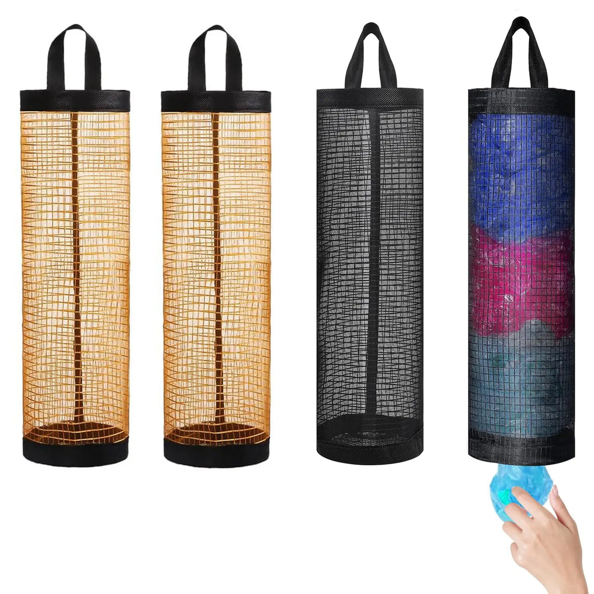Wall-Mounted Plastic Bag Dispenser – Reusable Mesh Storage Organizer