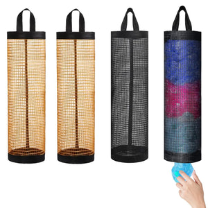 Wall-Mounted Plastic Bag Dispenser – Reusable Mesh Storage Organizer