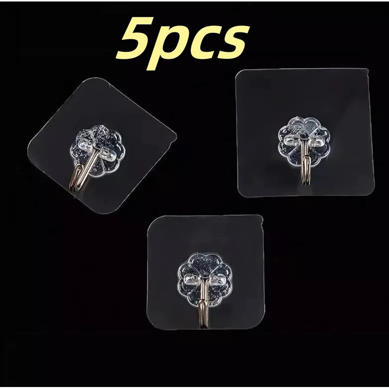 Transparent Self-Adhesive Wall Hooks for Kitchen & Bathroom