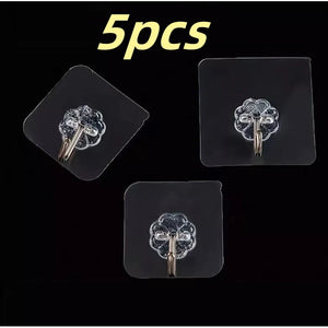 Transparent Self-Adhesive Wall Hooks for Kitchen & Bathroom