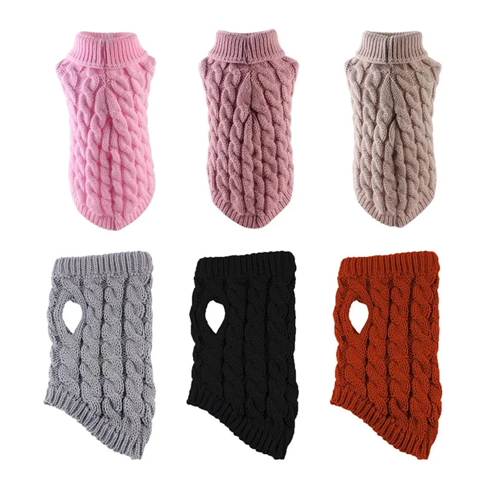 Warm Knitted Dog Sweater for Small Pets – Autumn & Winter