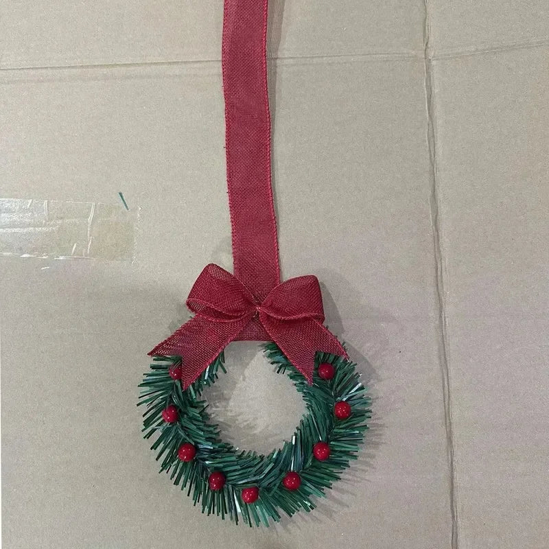 4-Piece Mini Christmas Wreaths with Bows & Red Berries