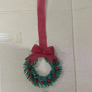 4-Piece Mini Christmas Wreaths with Bows & Red Berries