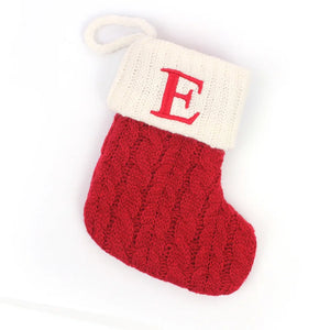 Personalized Christmas Stocking Boots, Knitted Xmas Tree Ornaments with Snowflake Letters