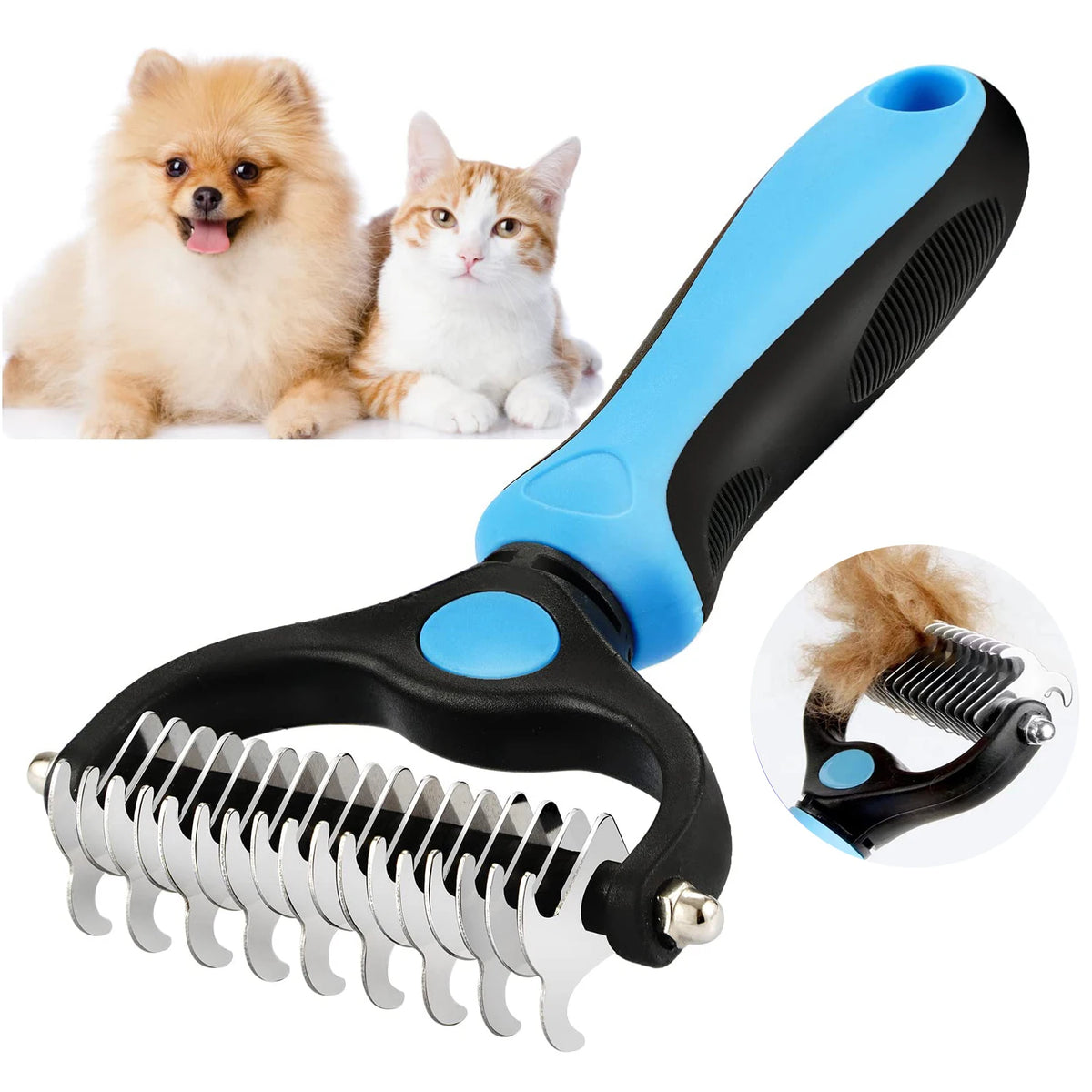 Pet Deshedding Brush for Dogs & Cats – Fur Remover Comb