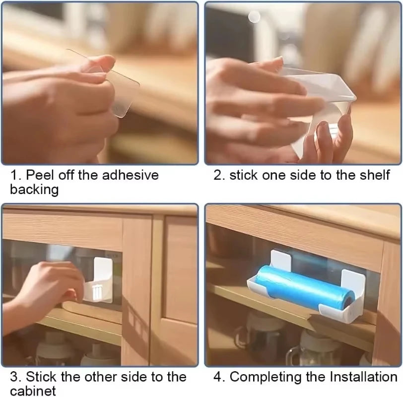 Wall-Mounted Trash Bag Holder & Plastic Bag Organizer for Kitchen