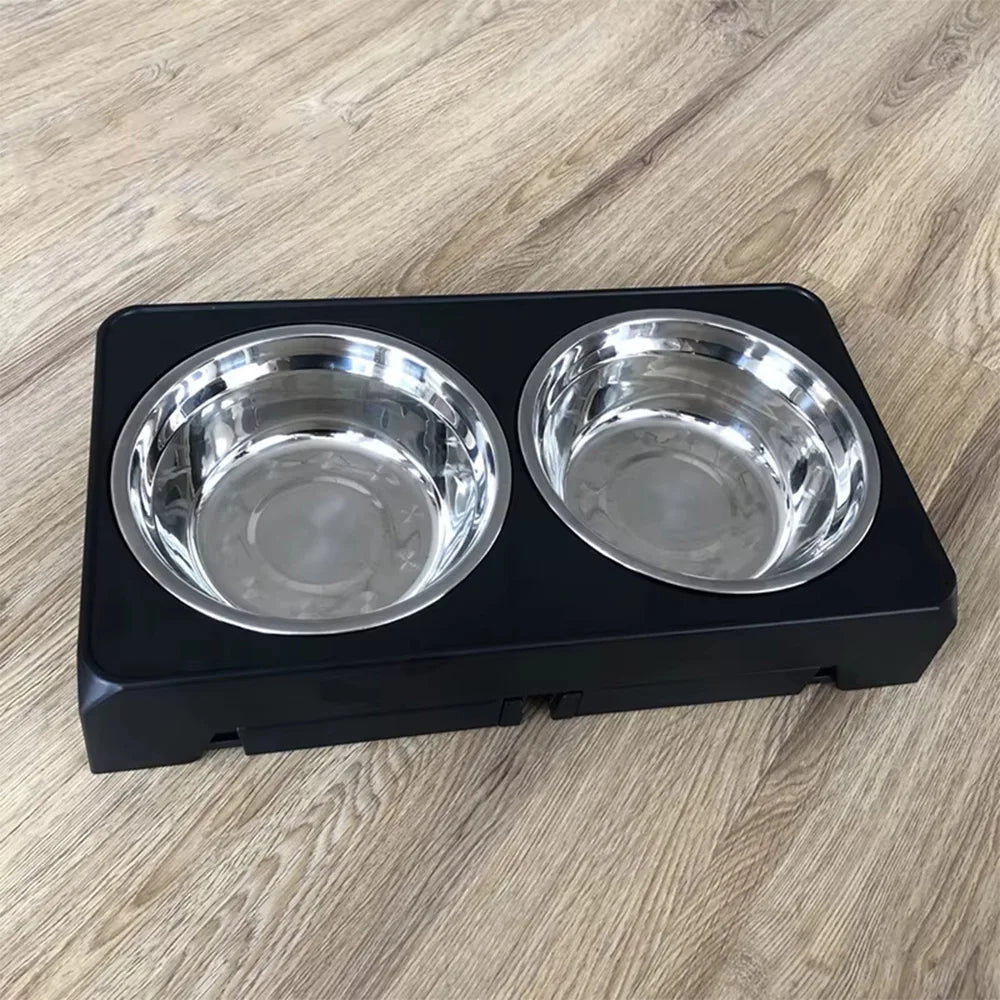 SEO Title: Adjustable Raised Dog Feeder with Double Stainless Steel Bowls