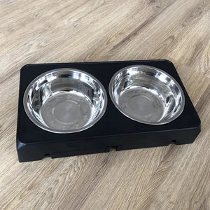 SEO Title: Adjustable Raised Dog Feeder with Double Stainless Steel Bowls