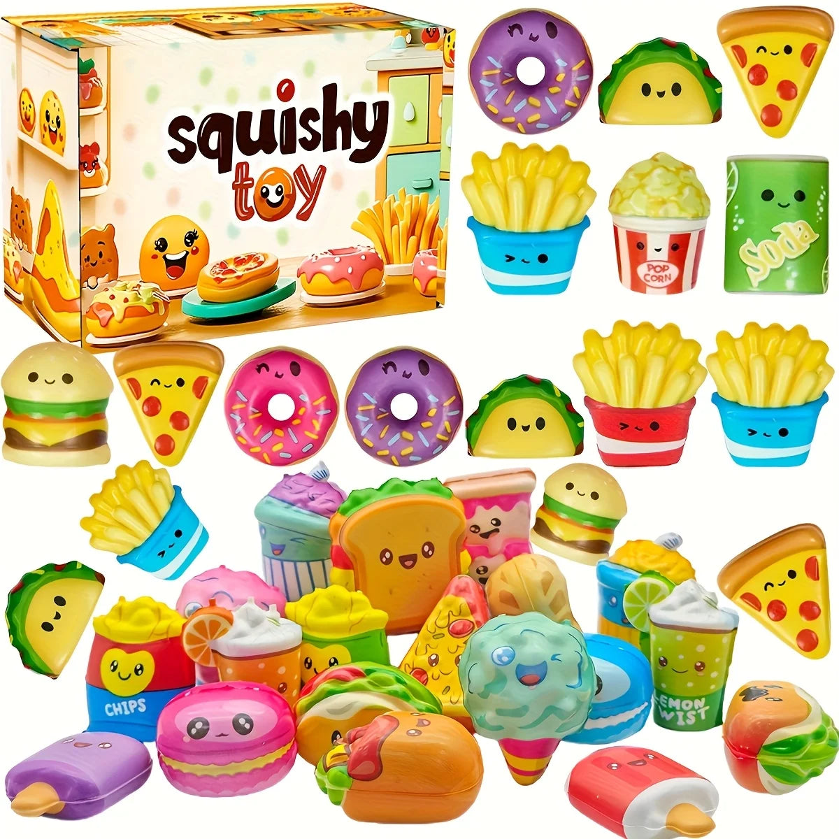12pcs Mini Food Squishy Toys Set | Slow-Rising Fidget Toys for Kids