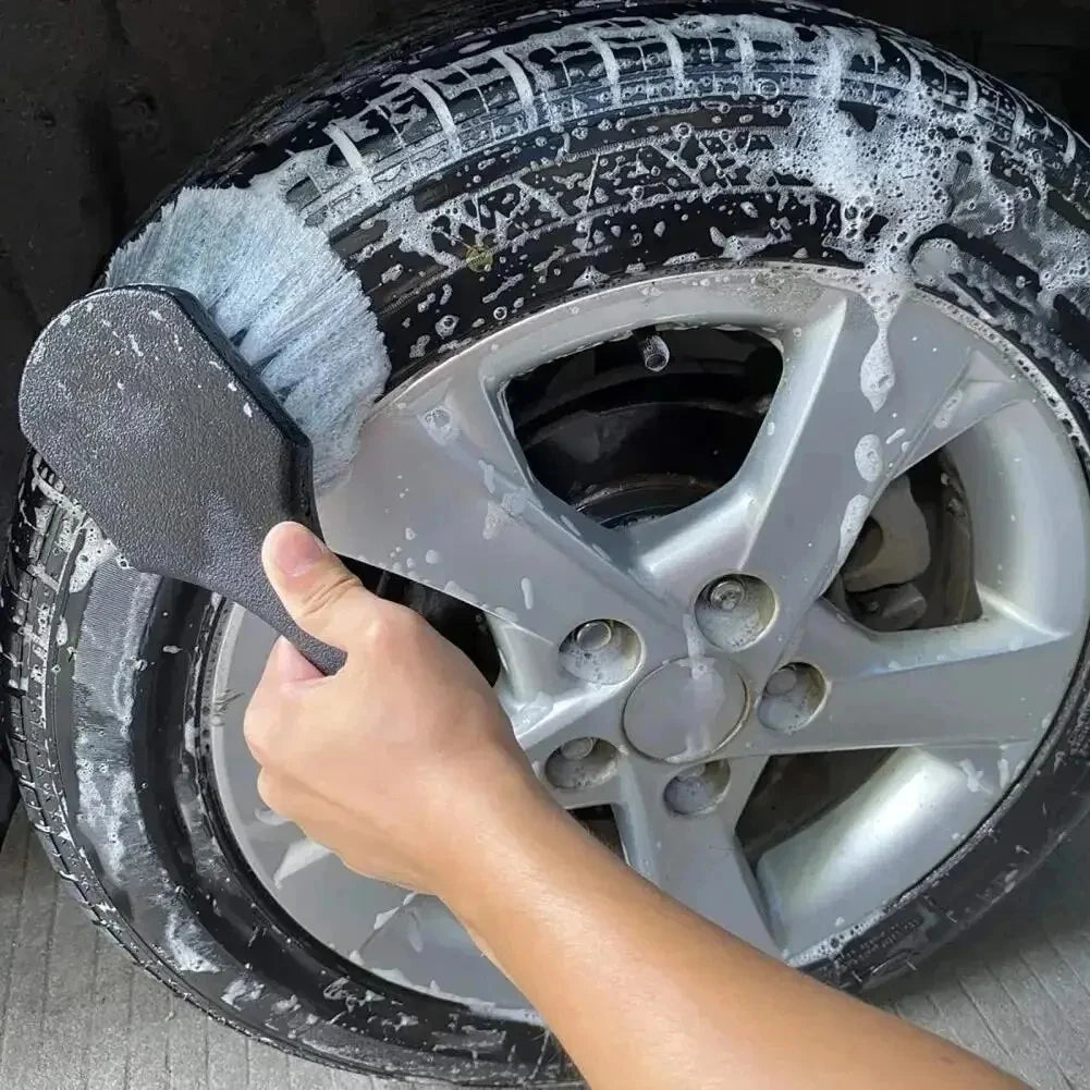 Car Wheel Cleaning Brush – Short Handle Tire & Rim Detailing Tool