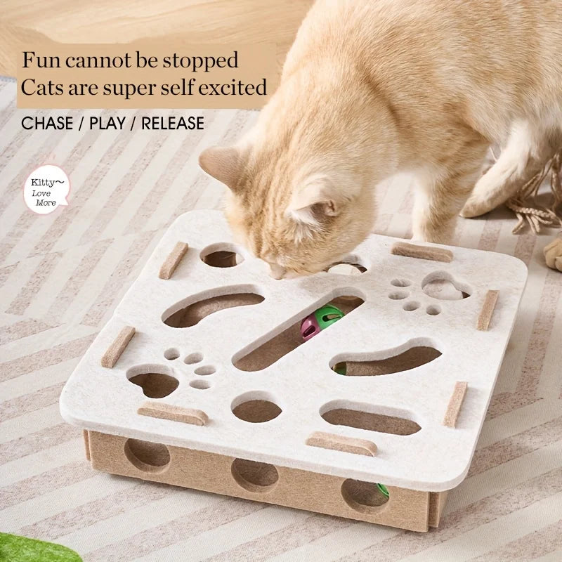 SEO Title: Interactive Cat Puzzle Toy Box – Felt Maze Tunnel with Bell Ball