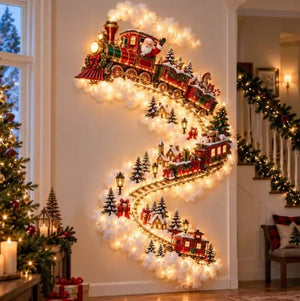 Glowing Christmas Wall Light – Santa Sleigh & Reindeer Decor