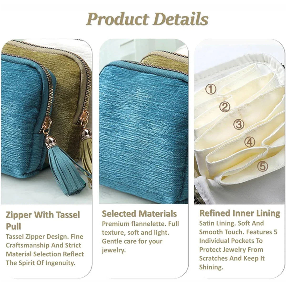 Portable Travel Jewelry Organizer Pouch – Zipper Storage Case